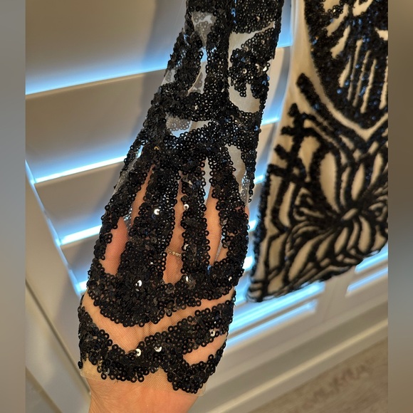 Bebe Mesh + Sequin Cocktail Party Dress - Picture 4 of 8